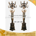 outdoor large cast brass lamp sculpture of beautiful lady standing